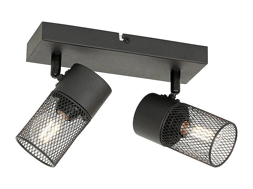 Spot encastré industriel noir 2 lumières orientables - Jim