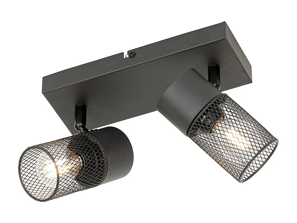 Spot encastré industriel noir 2 lumières orientables - Jim