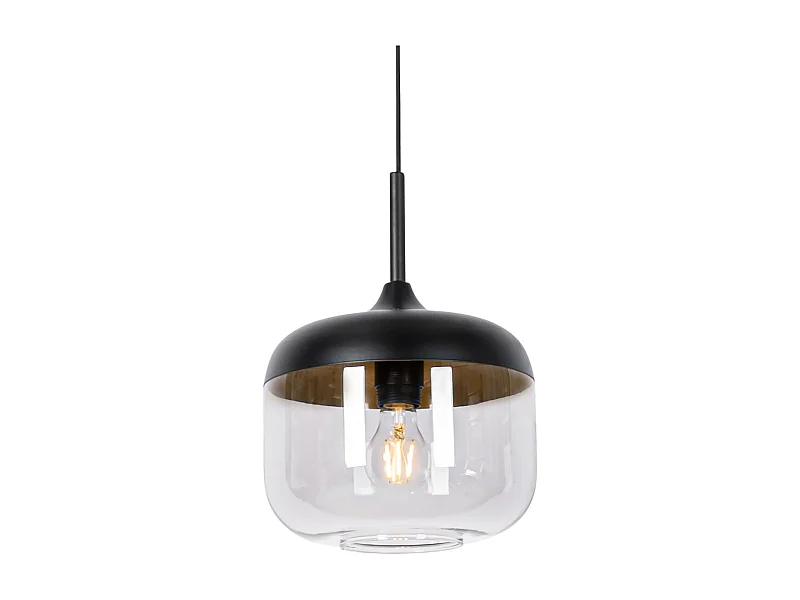 Lampe à suspension design noire avec verre doré et fumé - Kyan