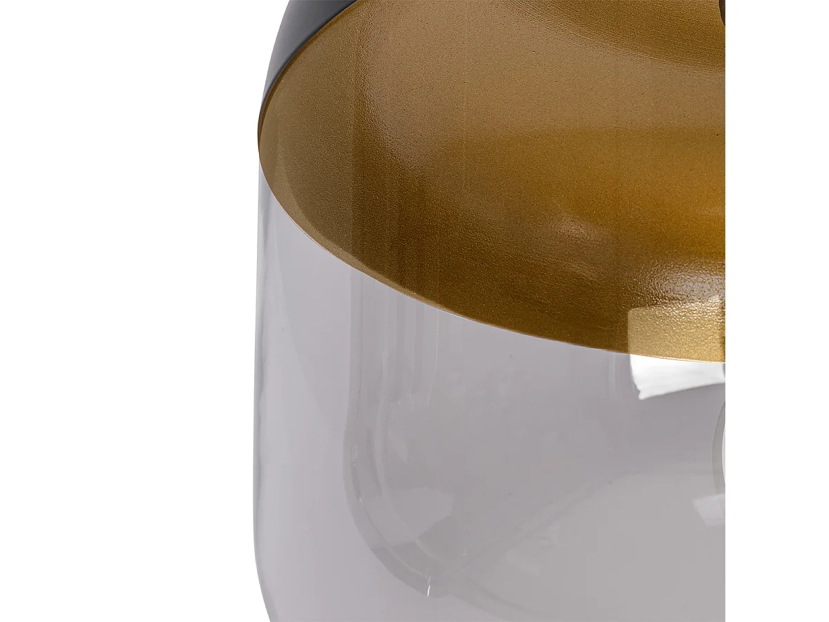 Lampe à suspension design noire avec verre doré et fumé - Kyan