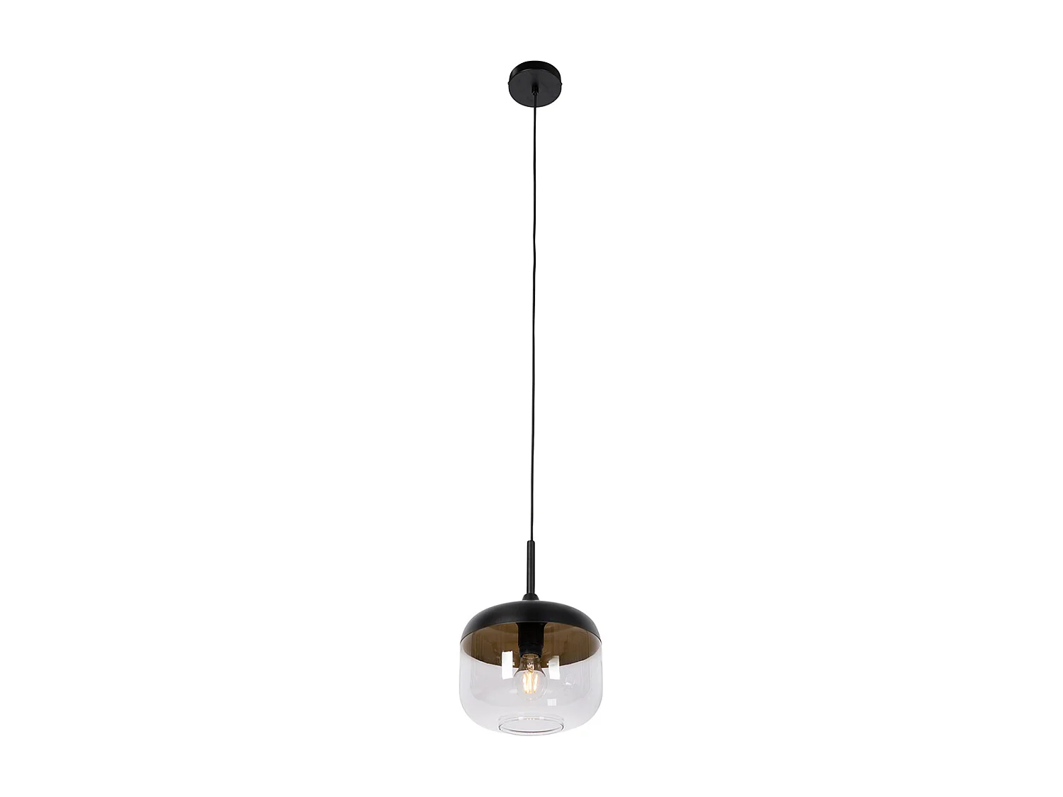 Lampe à suspension design noire avec verre doré et fumé - Kyan