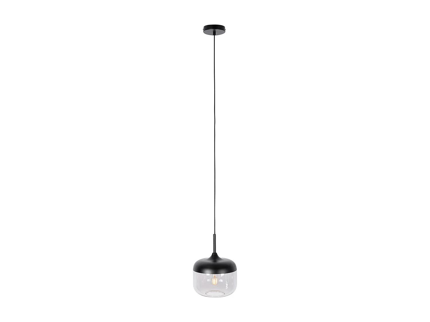 Lampe à suspension design noire avec verre doré et fumé - Kyan