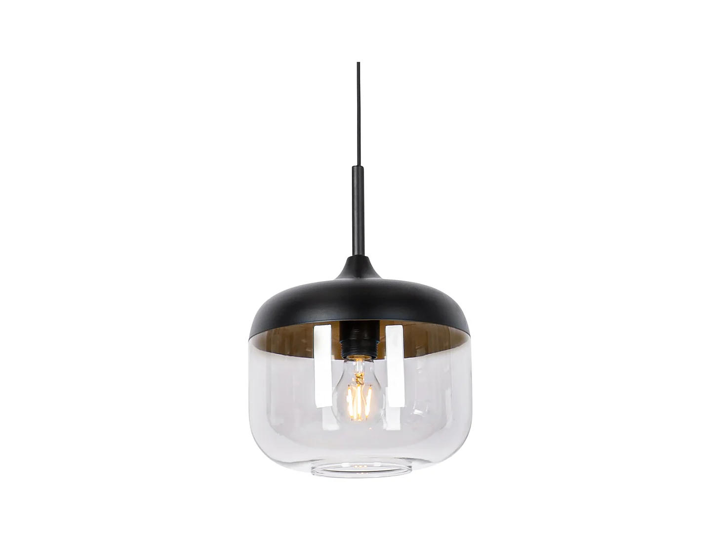 Lampe à suspension design noire avec verre doré et fumé - Kyan
