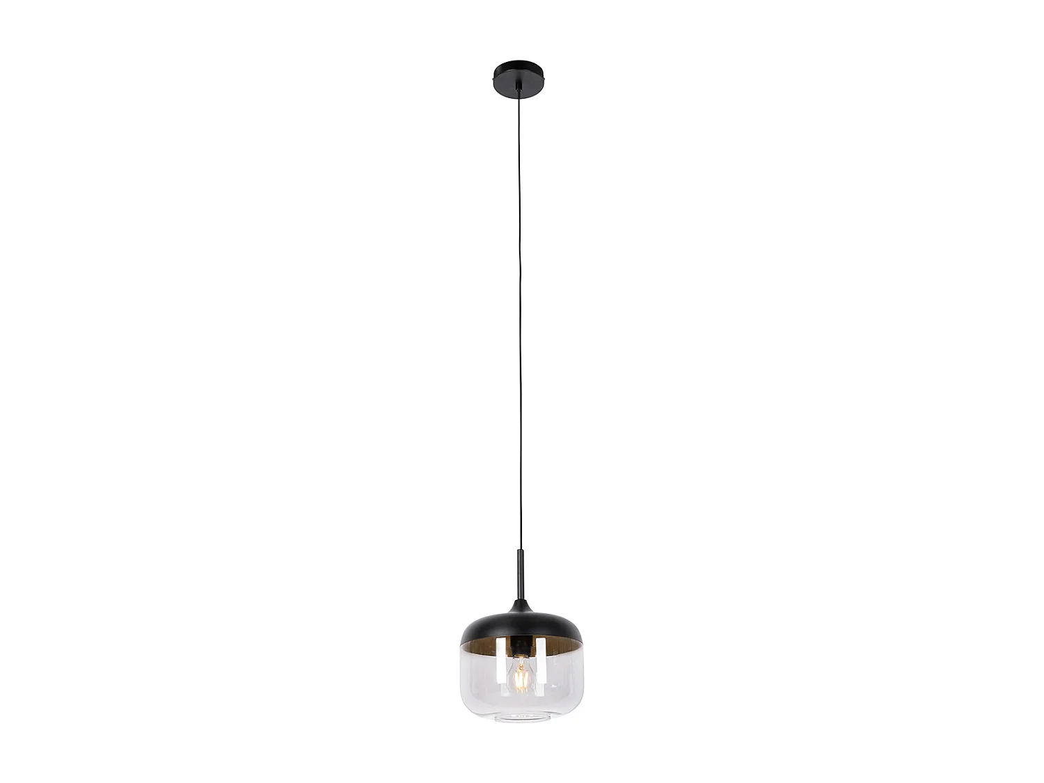 Suspension design noire avec verre doré et fumé - Kyan