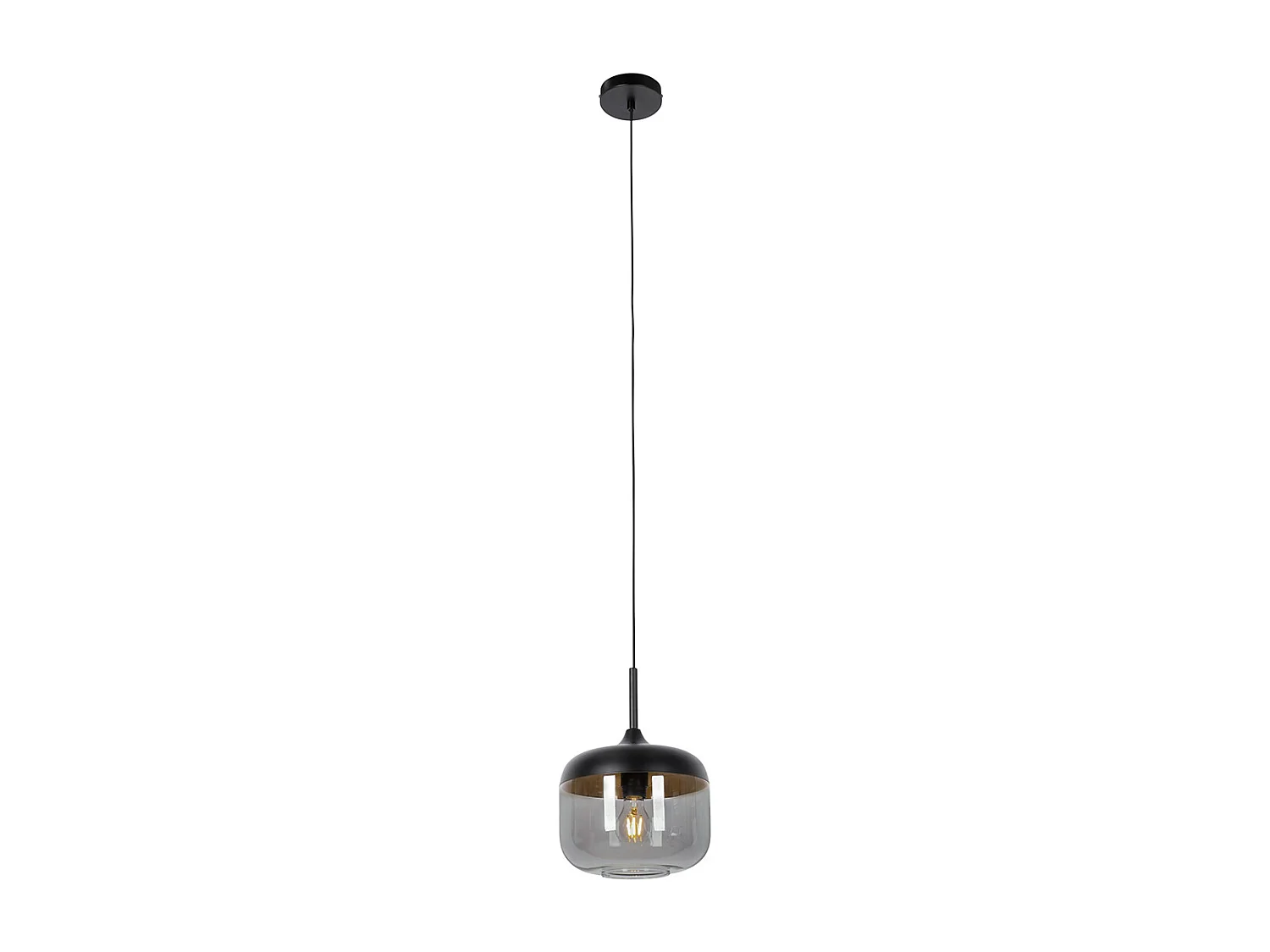 Suspension design noire avec verre doré et fumé - Kyan