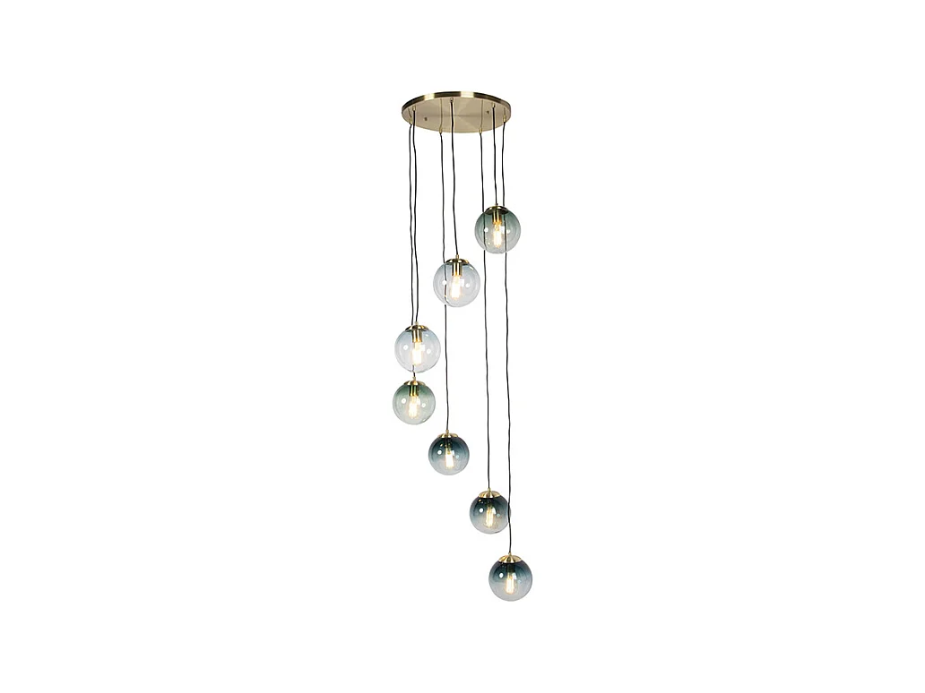 Suspension Art Déco en laiton 7 lumières - PALLON