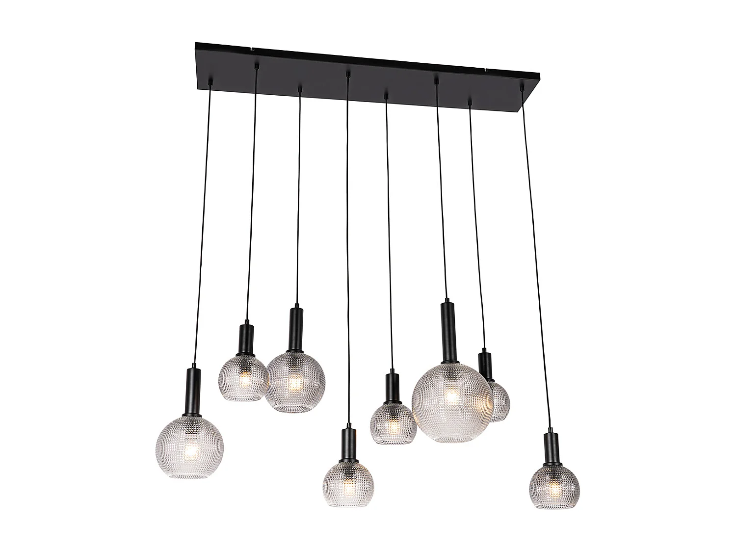 Suspension design noire avec verre fumé 8 lumières - Chico