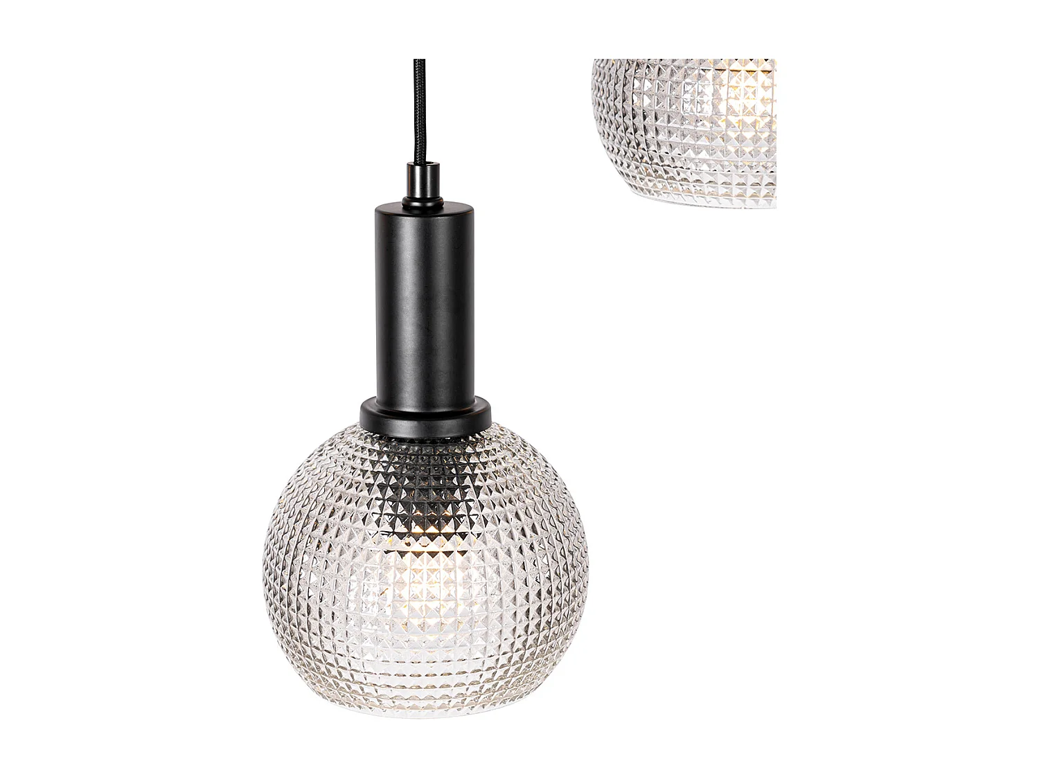 Suspension design noire avec verre fumé 8 lumières - Chico