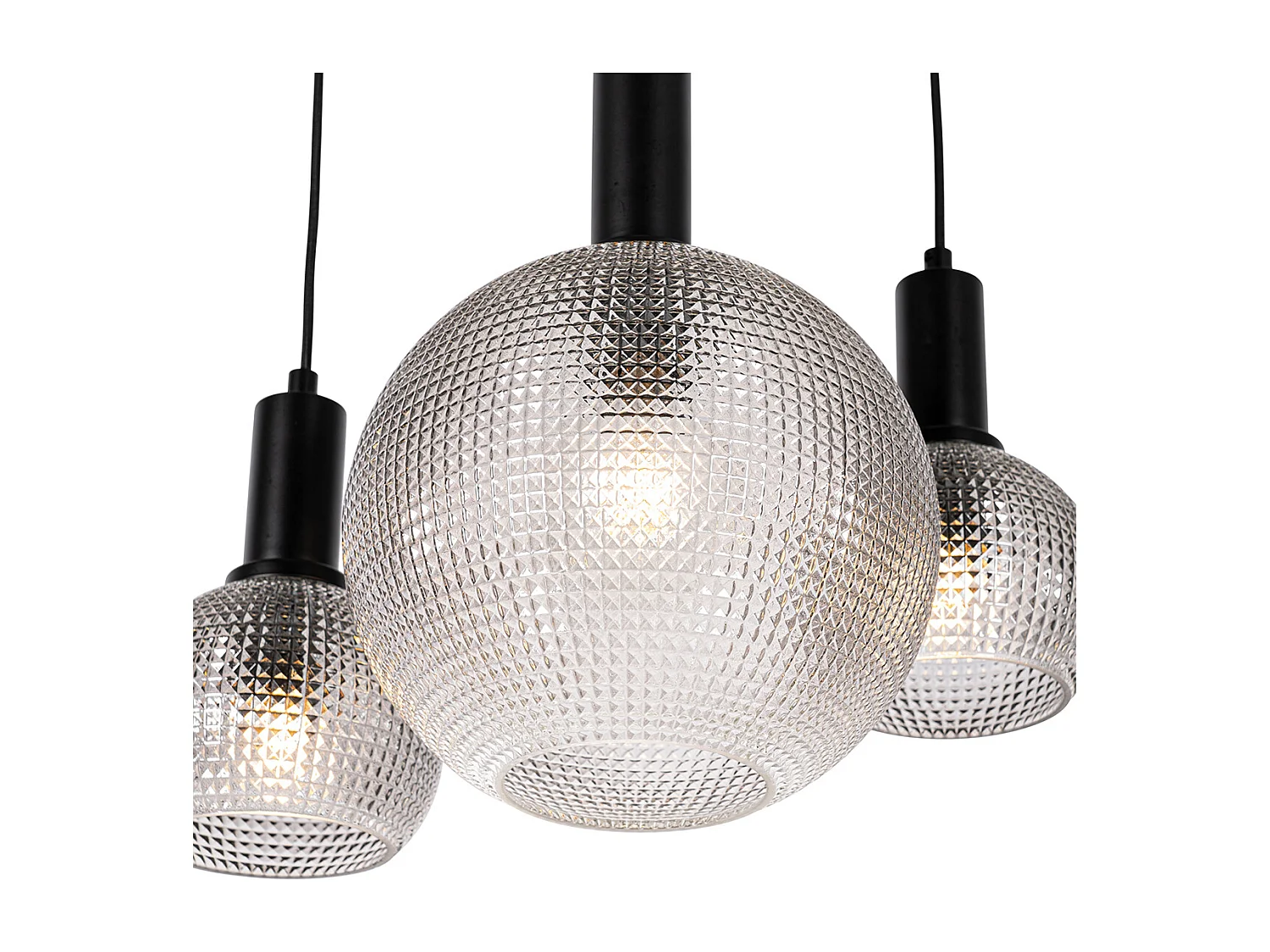 Suspension design noire avec verre fumé 8 lumières - Chico