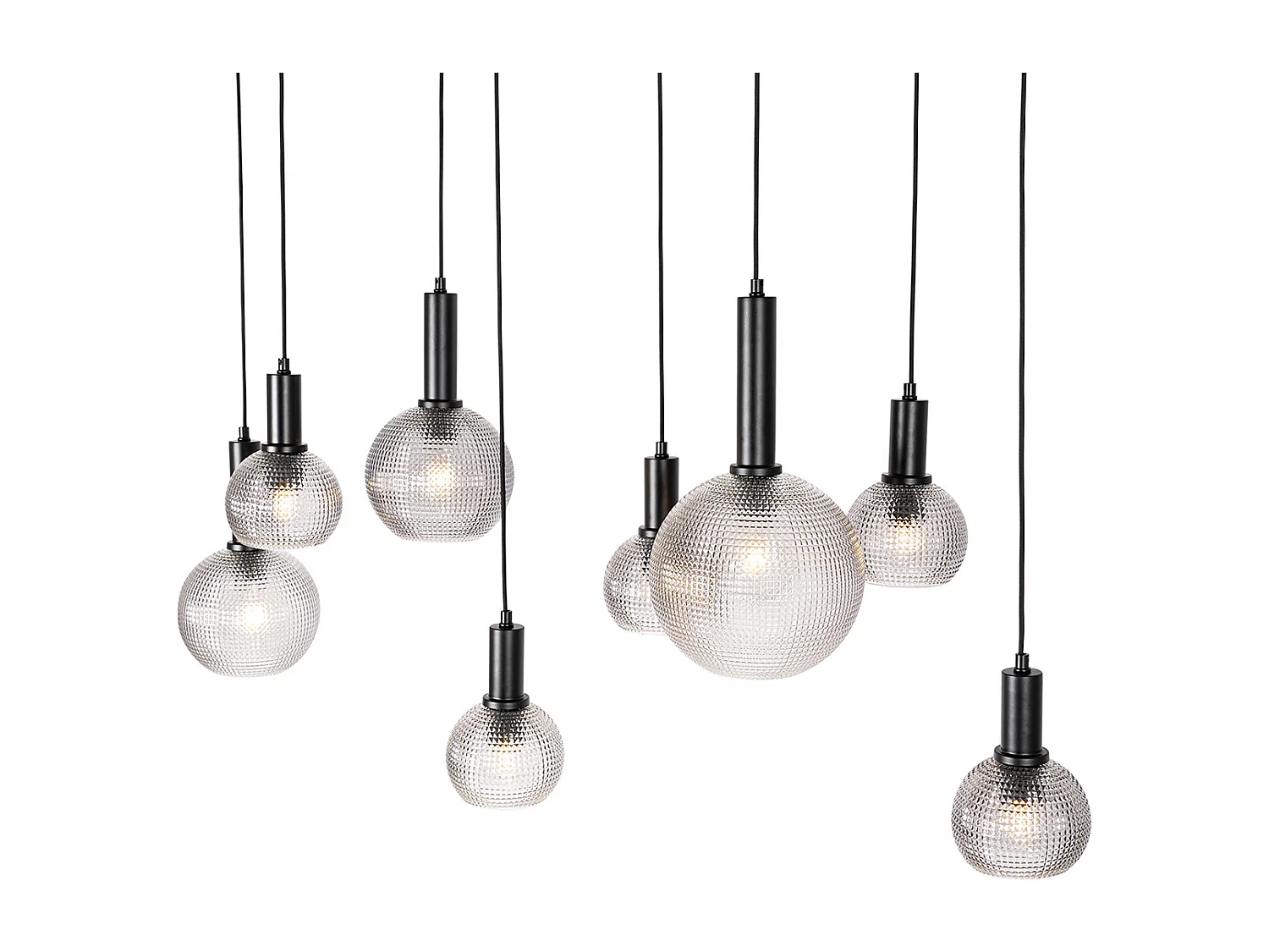 Suspension design noire avec verre fumé 8 lumières - Chico