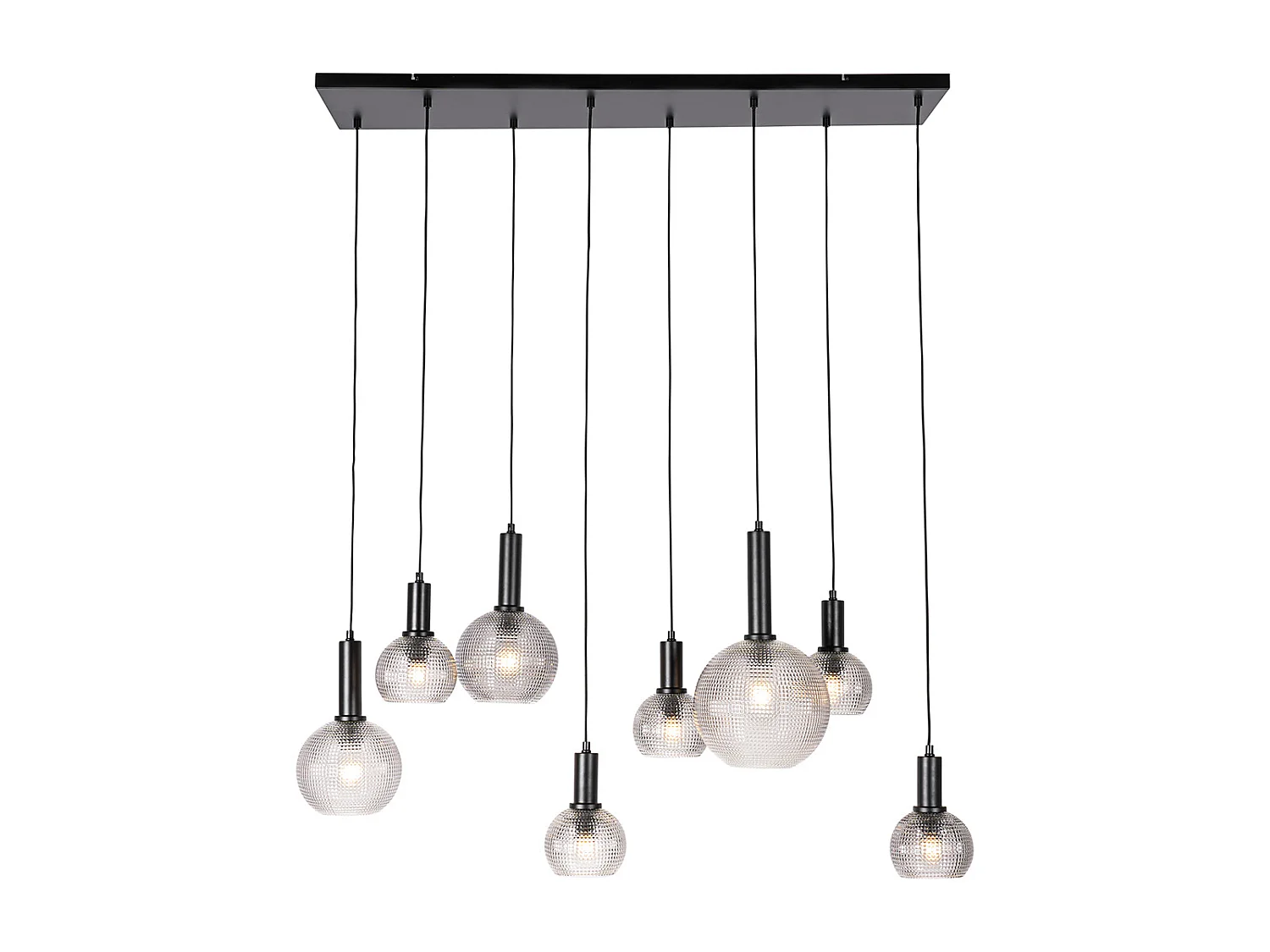 Suspension design noire avec verre fumé 8 lumières - Chico