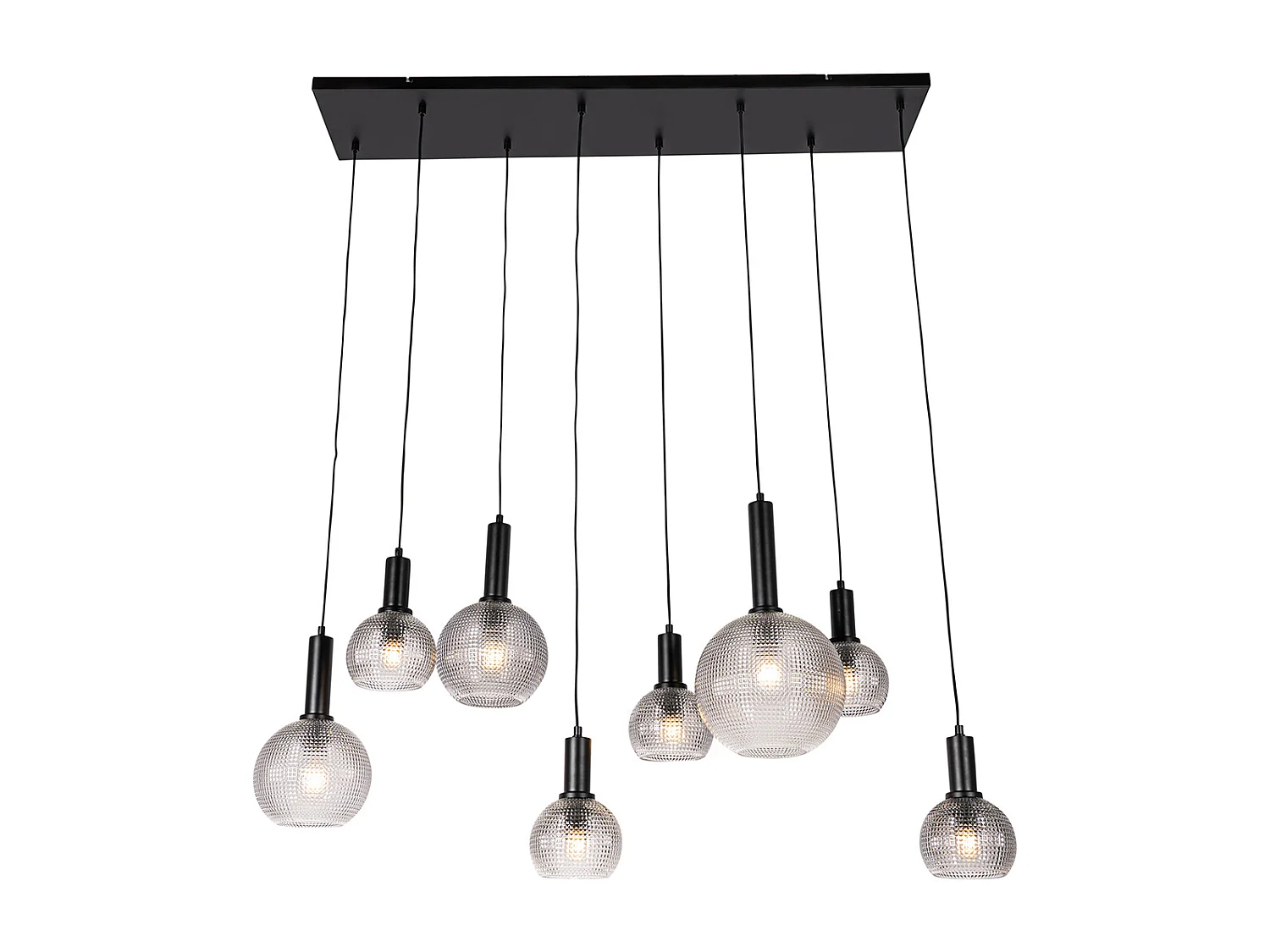 Suspension design noire avec verre fumé 8 lumières - Chico