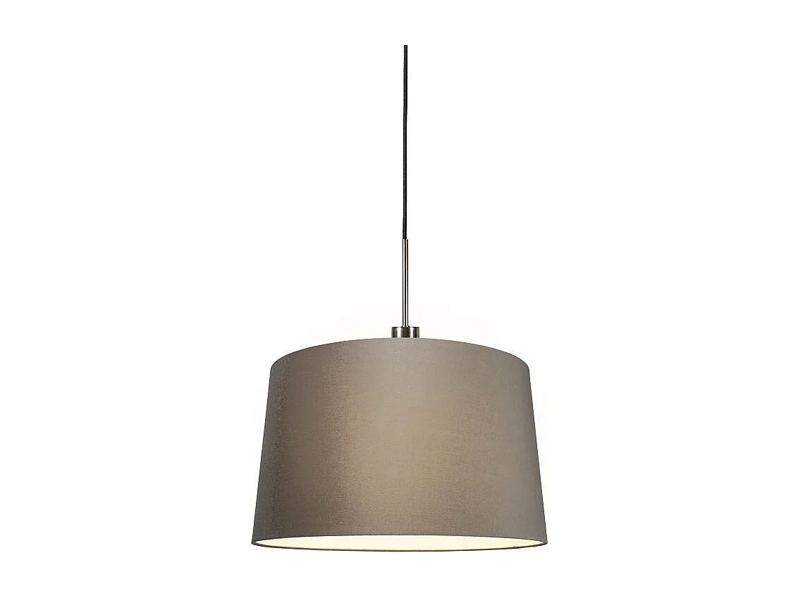 Suspension moderne en acier et noir avec abat-jour 45 cm taupe - Combi