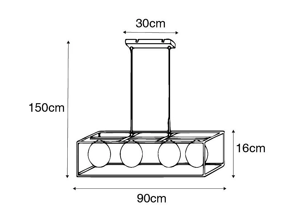 Plafonnier design doré à 4 lumières blanches - Aniek
