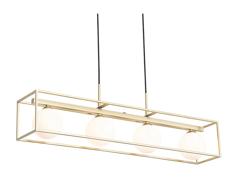 Suspension design dorée avec verre blanc 4 lumières - Aniek