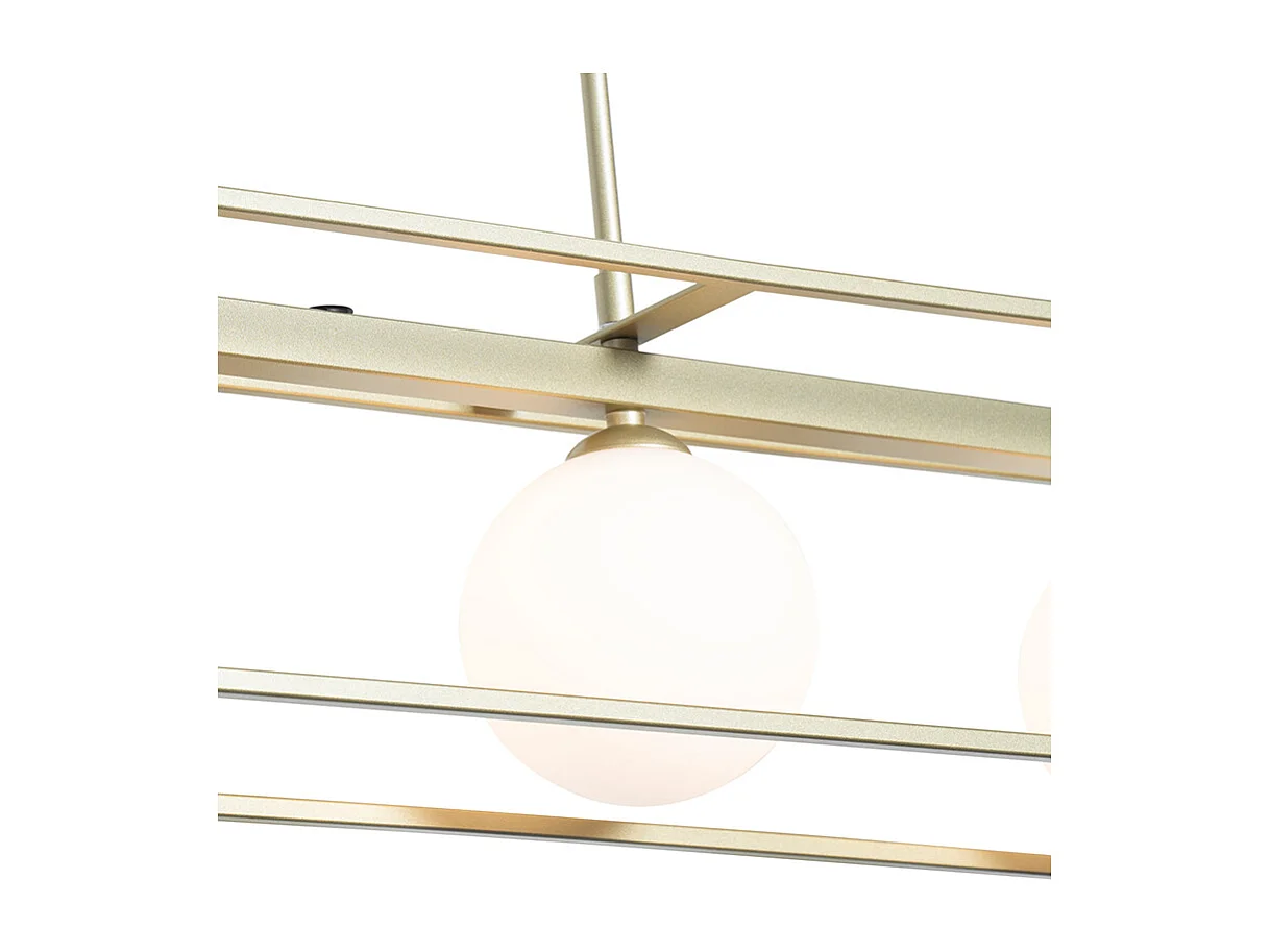 Suspension design dorée avec verre blanc 4 lumières - Aniek