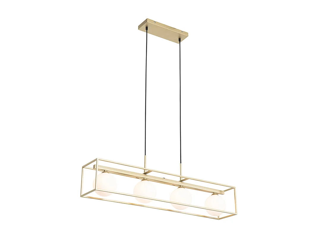 Suspension design dorée avec verre blanc 4 lumières - Aniek