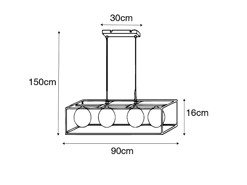 Suspension design dorée avec verre blanc 4 lumières - Aniek