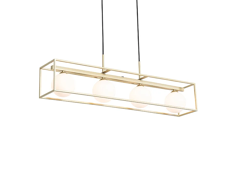 Suspension design dorée avec verre blanc 4 lumières - Aniek