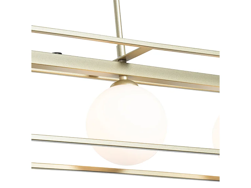 Suspension design dorée avec verre blanc 4 lumières - Aniek