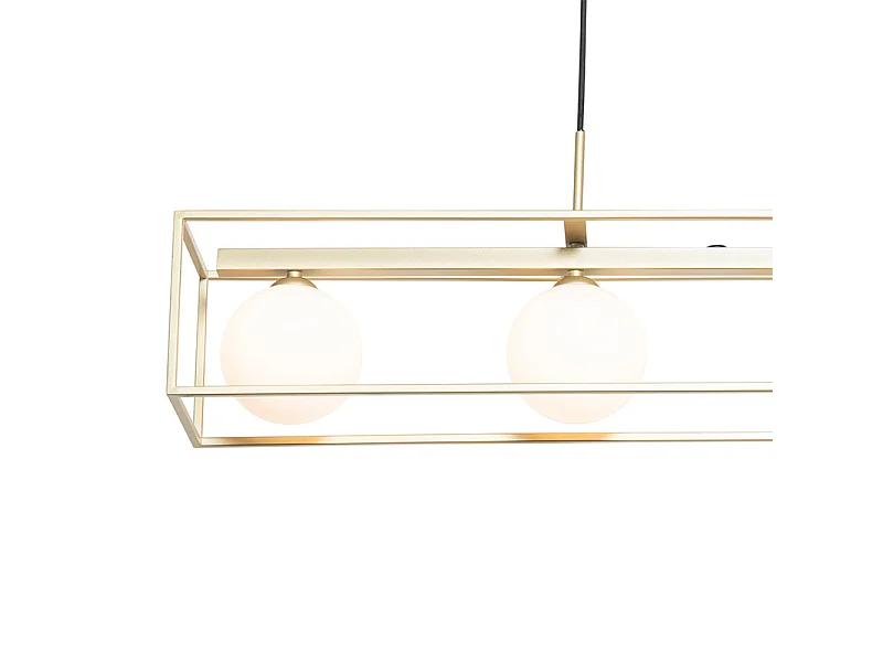 Suspension design dorée avec verre blanc 4 lumières - Aniek