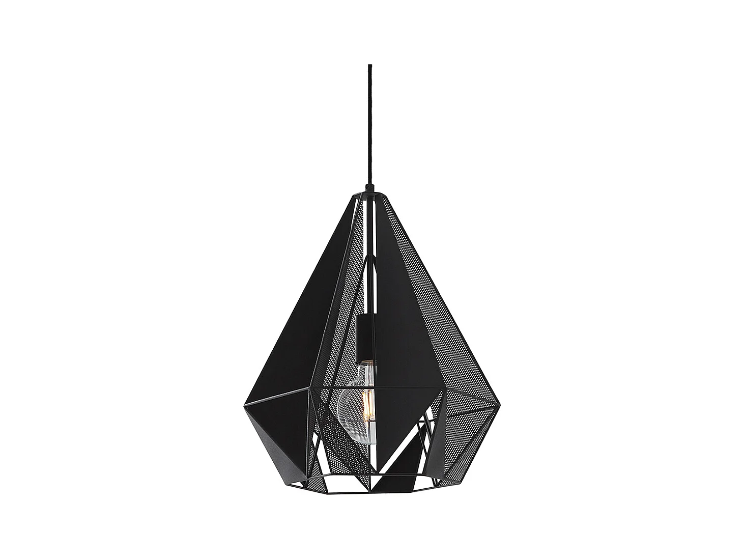 Lampe à suspension industrielle noire avec maille - Carcasse