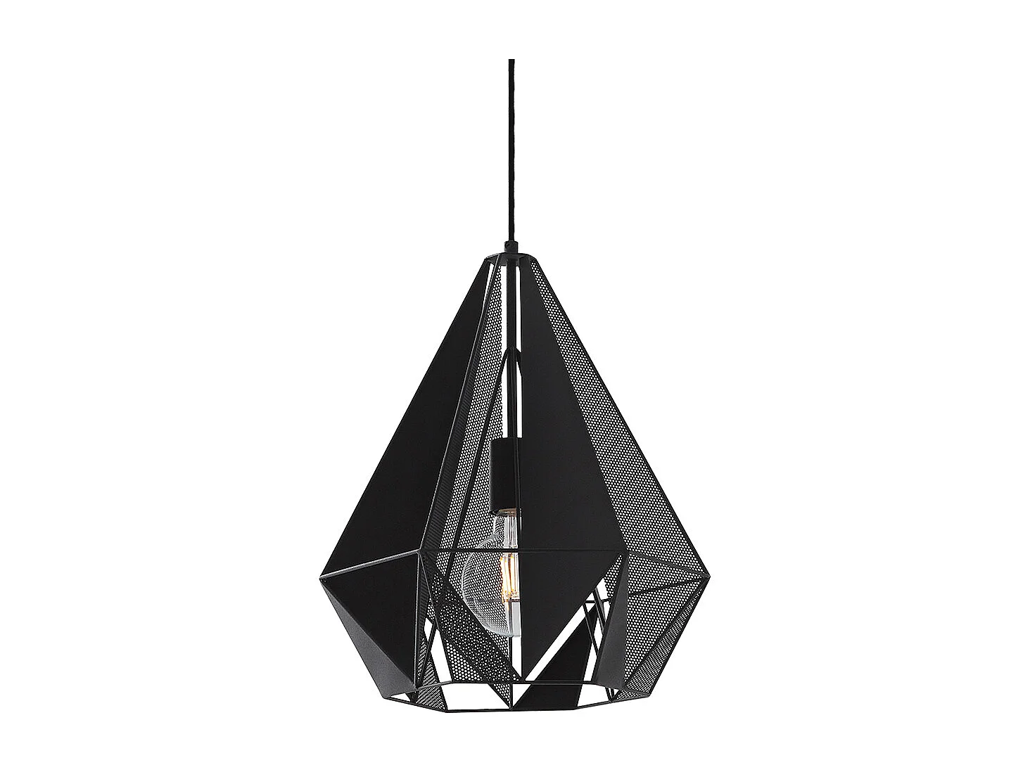 Suspension industrielle noire avec grille - Carcass