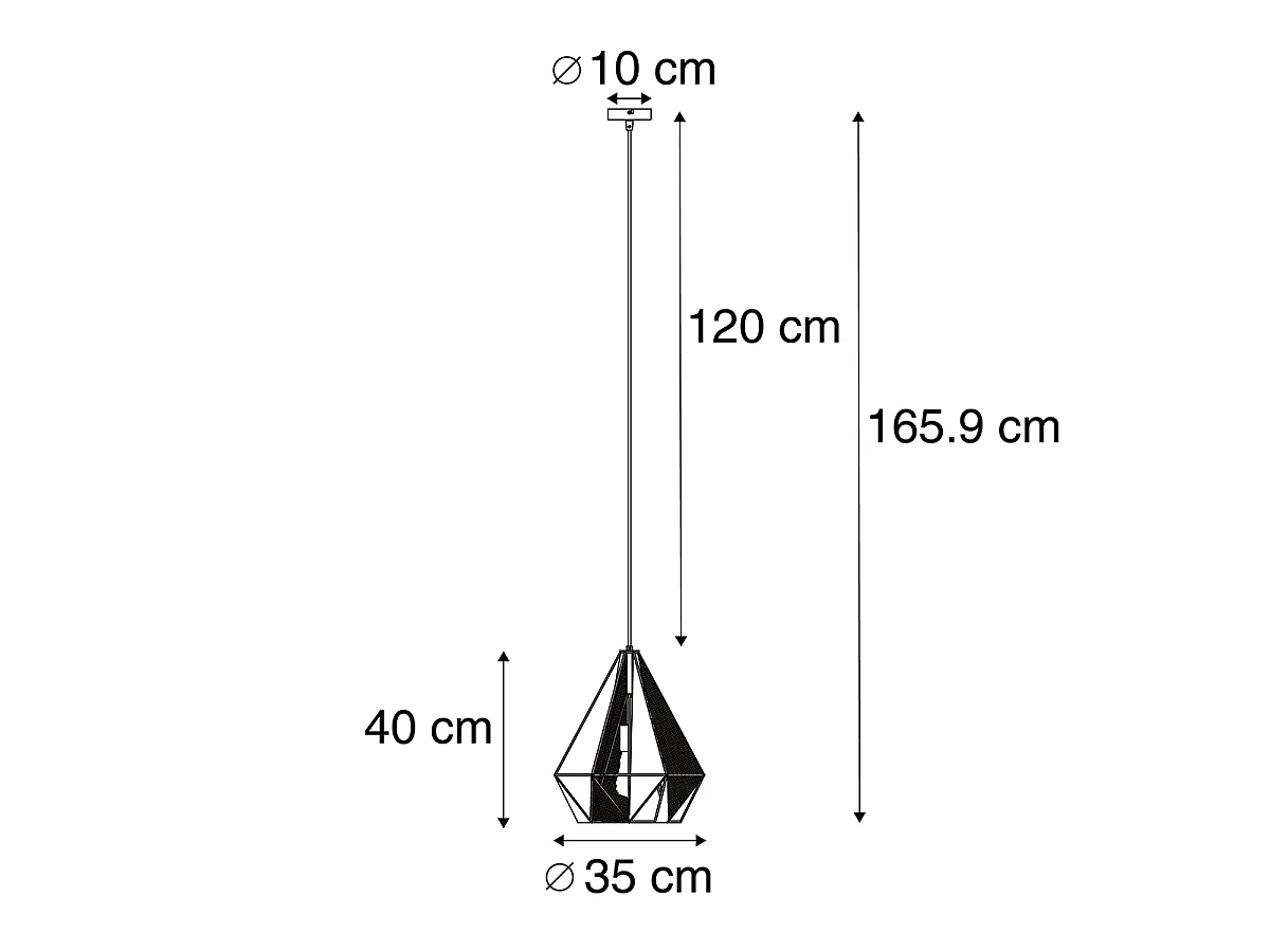 Suspension industrielle noire avec grille - Carcass