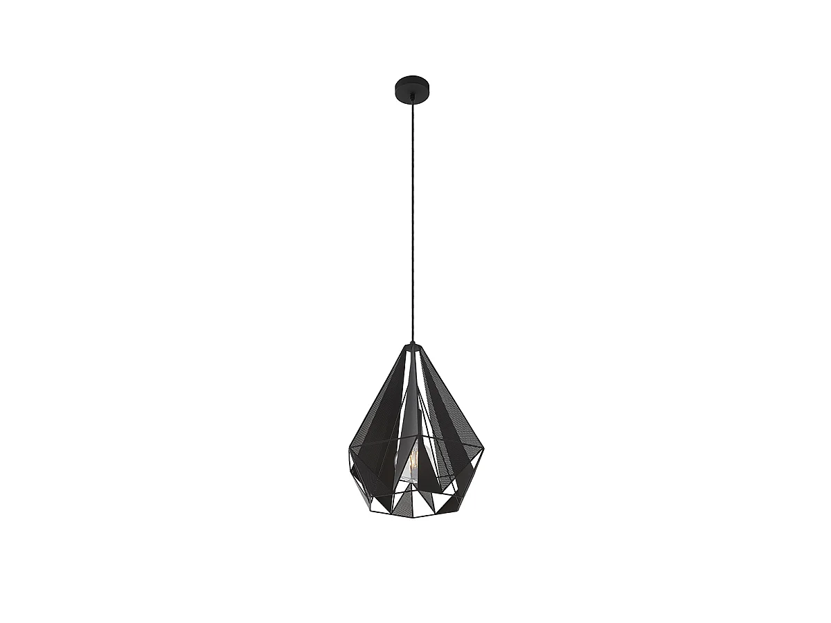 Suspension industrielle noire avec grille - Carcass