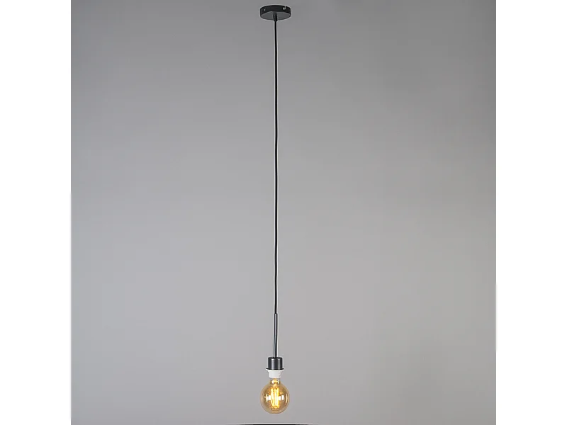 Suspension moderne noire avec abat-jour 45 cm blanc - Combi 1