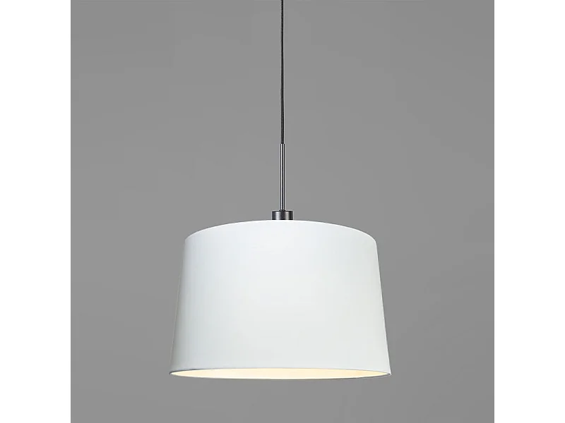 Suspension moderne noire avec abat-jour 45 cm blanc - Combi 1