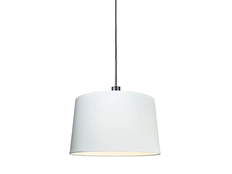 Suspension moderne noire avec abat-jour 45 cm blanc - Combi 1