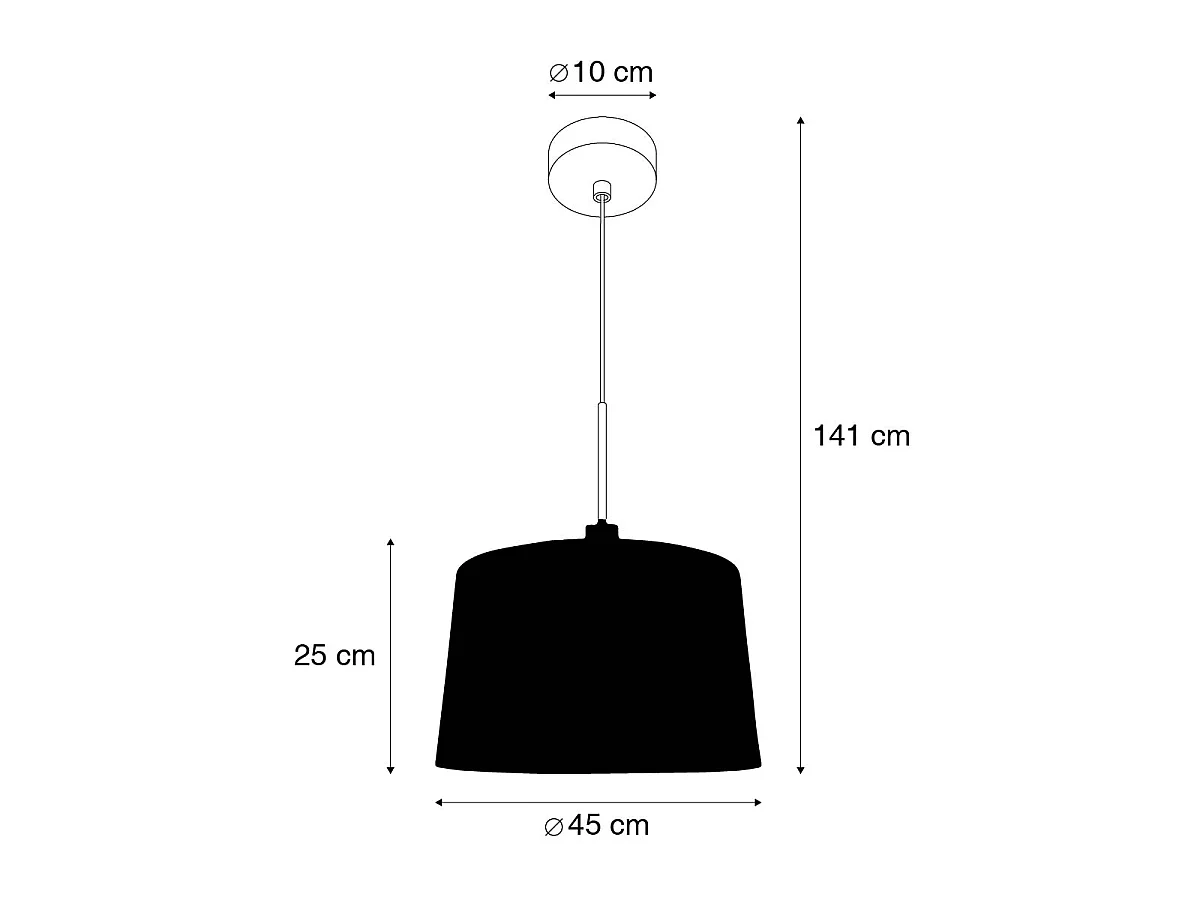Suspension moderne noire avec abat-jour 45 cm blanc - Combi 1