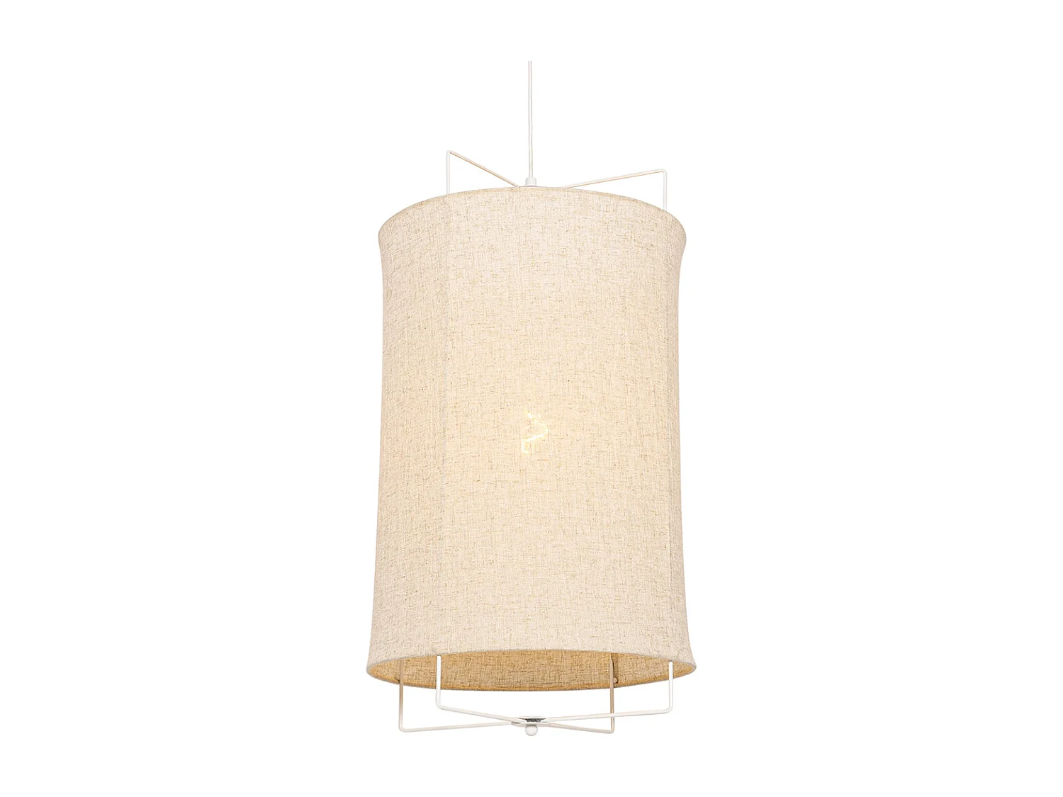 Suspension design blanche avec abat-jour beige - Rich