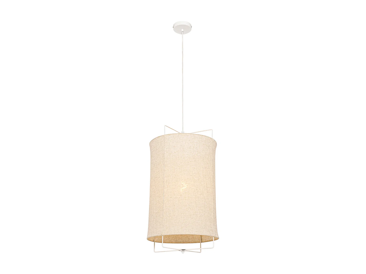 Suspension design blanche avec abat-jour beige - Rich