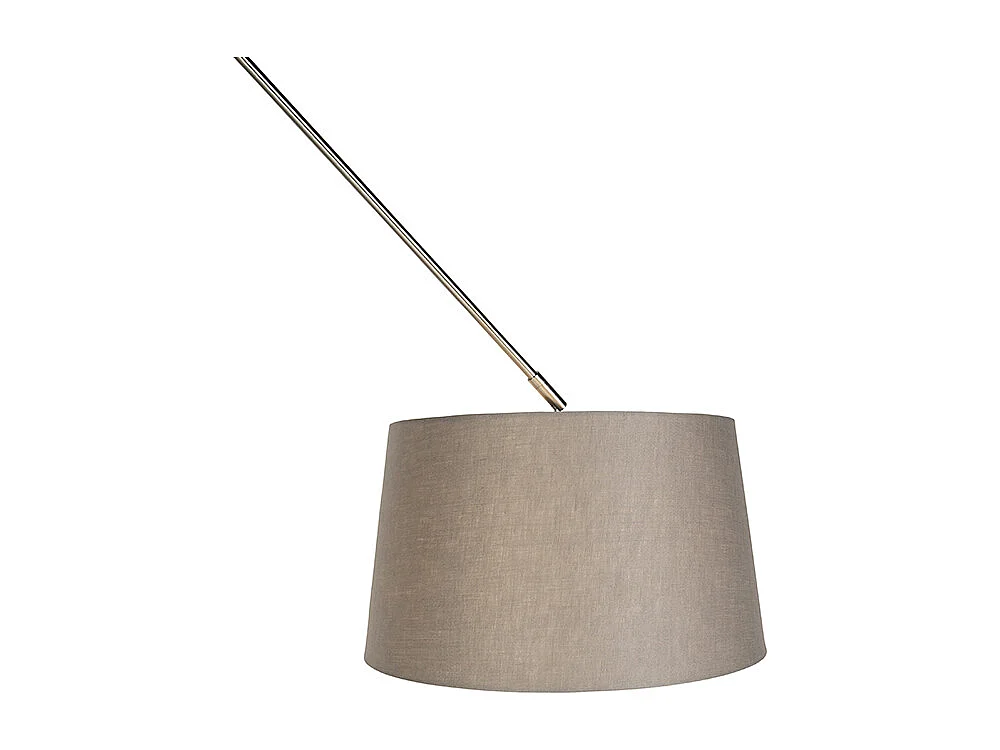 Suspension avec abat-jour en lin taupe 35 cm - Acier Blitz I