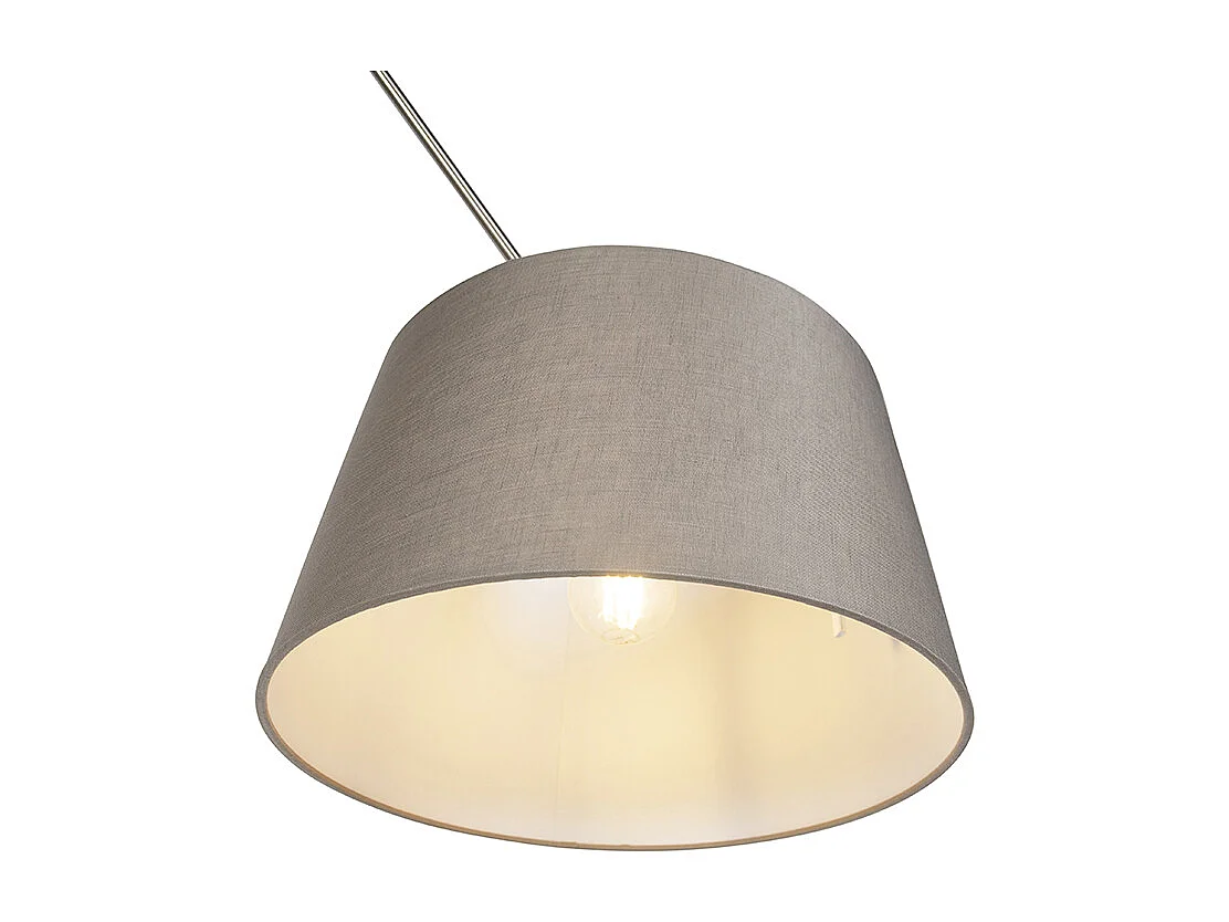 Suspension avec abat-jour en lin taupe 35 cm - Acier Blitz I