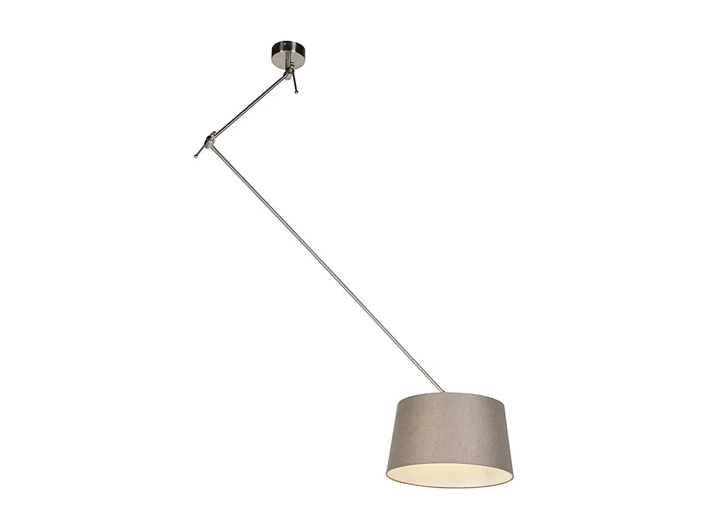 Suspension en acier avec abat-jour en lin taupe 35 cm - Blitz