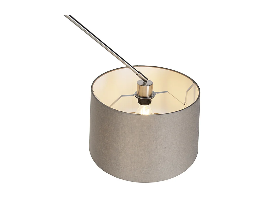 Suspension en acier avec abat-jour en lin taupe 35 cm - Blitz