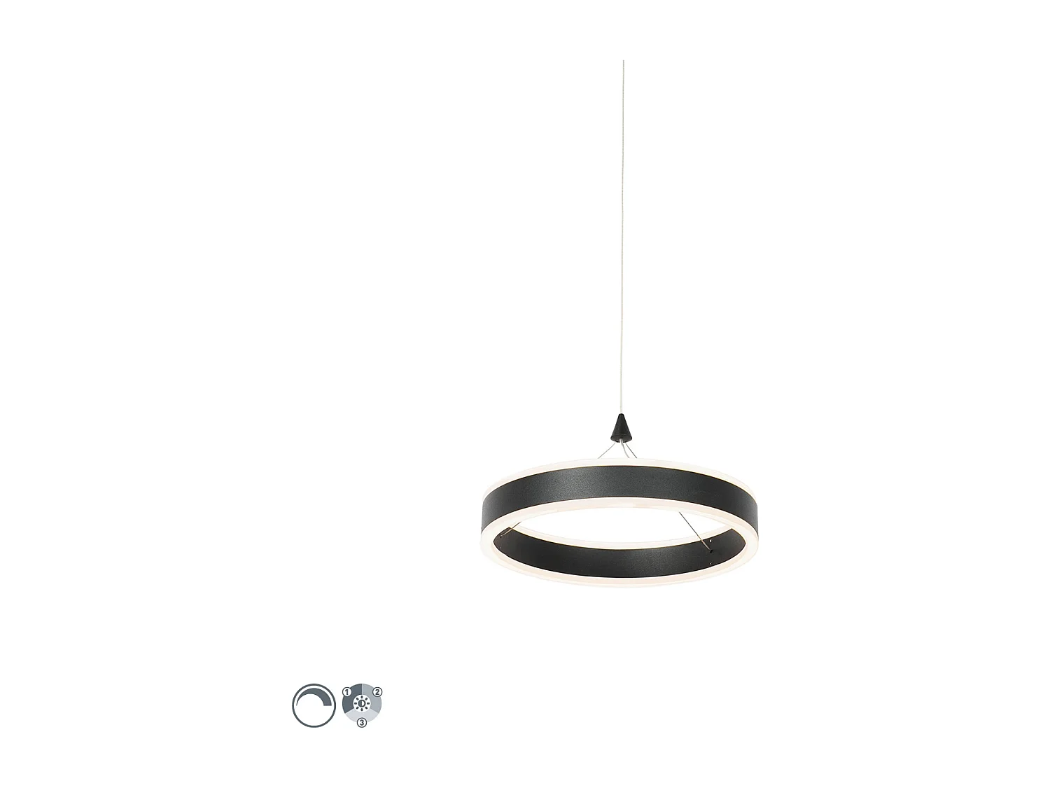 Suspension noire 30 cm avec LED à intensité variable sur 3 niveaux - Lyani