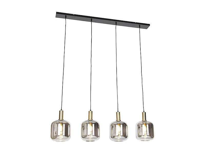 Suspension design noire avec verre doré et fumé 4 lumières - Zuzanna