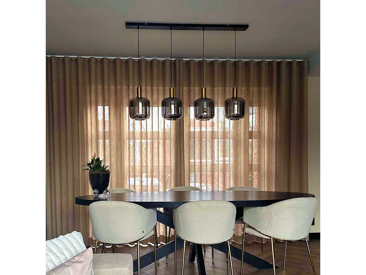 Suspension design noir avec or avec verre fumé 4 lumières - Zuzanna