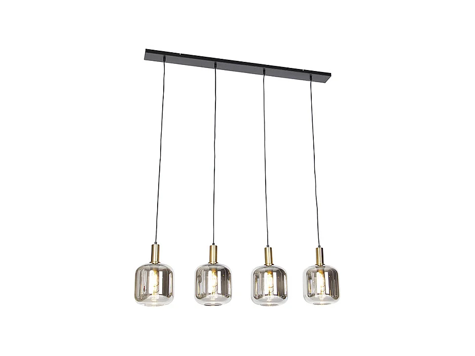 Suspension design noir avec or avec verre fumé 4 lumières - Zuzanna