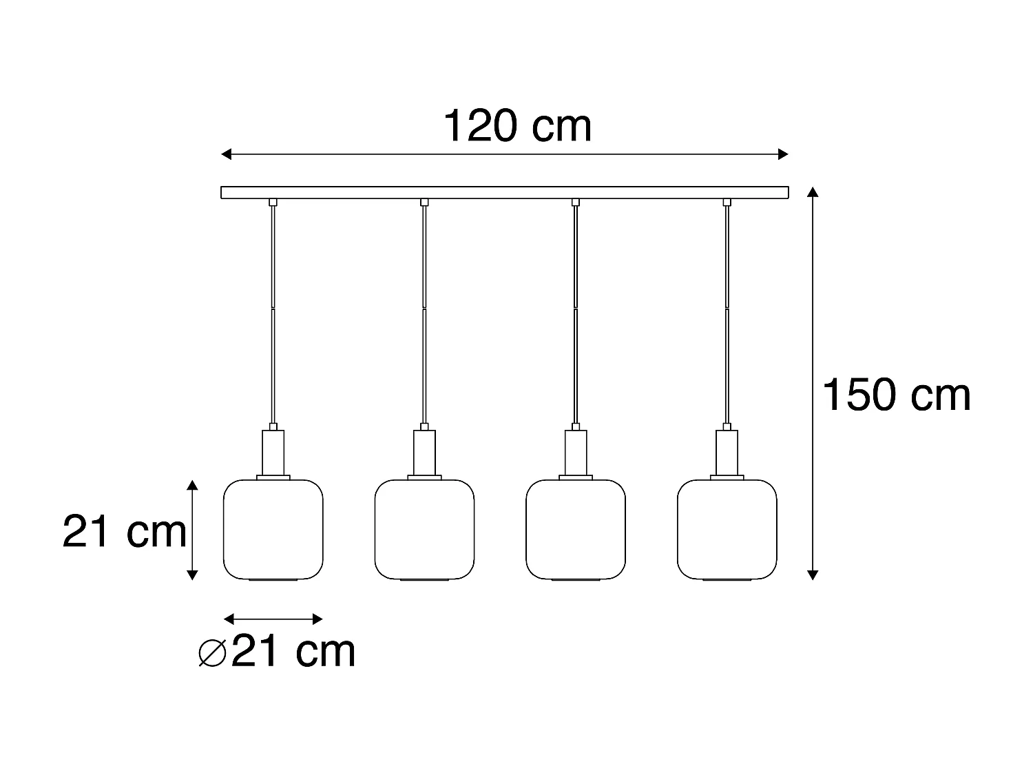 Suspension design noire avec verre doré et fumé 4 lumières - Zuzanna