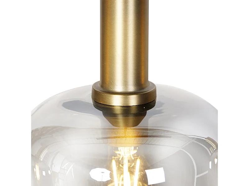 Suspension design noire avec verre doré et fumé 4 lumières - Zuzanna