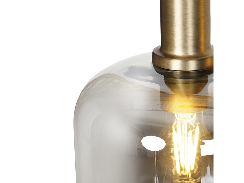 Suspension design noire avec verre doré et fumé 4 lumières - Zuzanna
