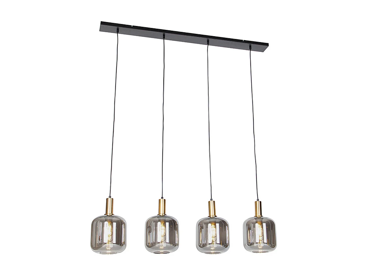 Suspension design noire avec verre doré et fumé 4 lumières - Zuzanna