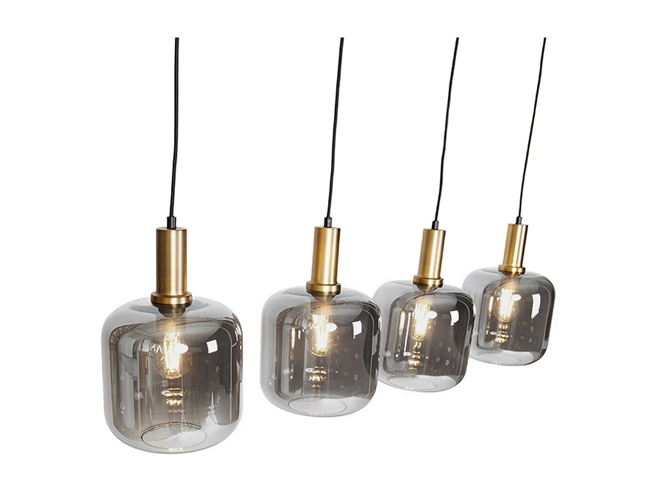 Suspension design noire avec verre doré et fumé 4 lumières - Zuzanna
