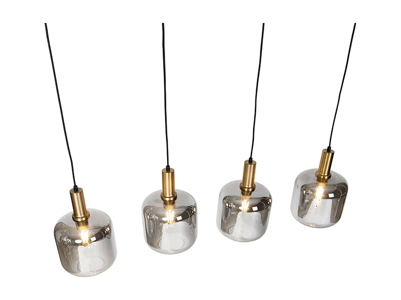 Suspension design noire avec verre doré et fumé 4 lumières - Zuzanna