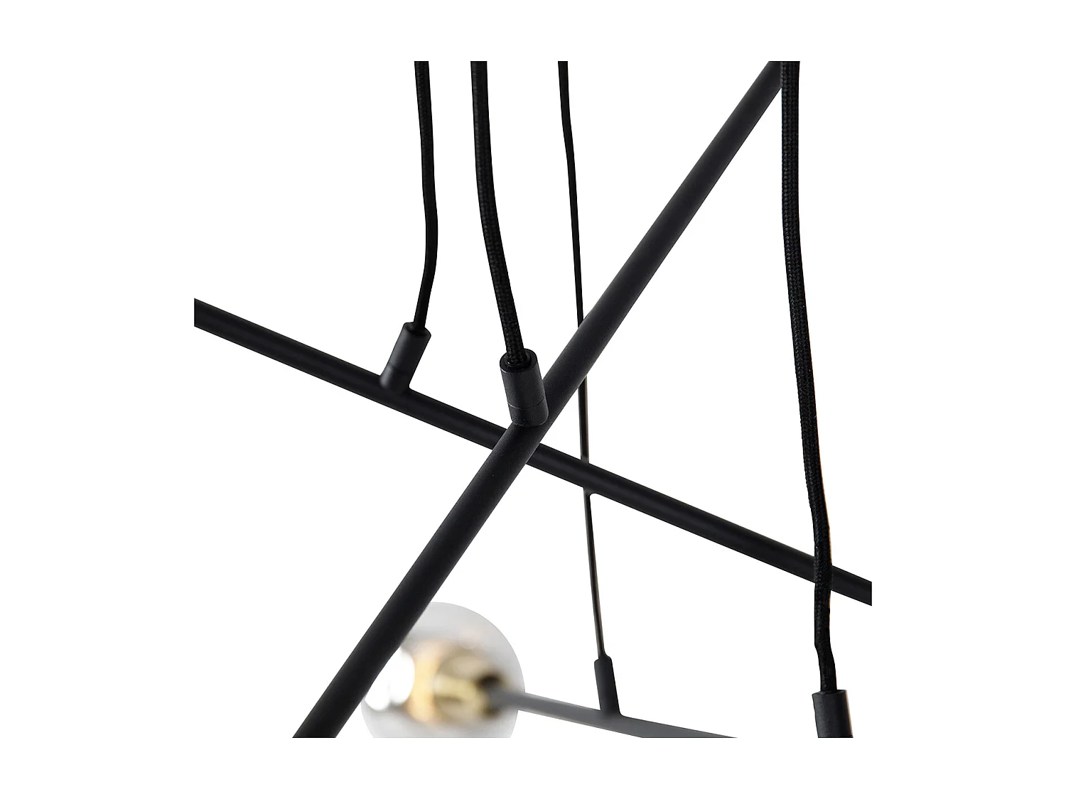 Suspension noire avec laiton et verre fumé 6 lumières - Vidro